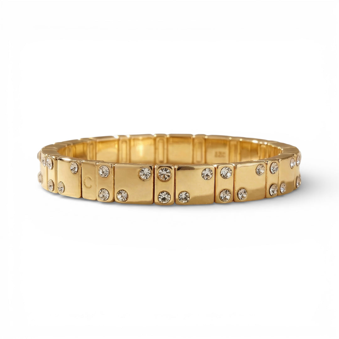 Gold Chanceux Tile Bracelet with Mini Crystals - Coralina