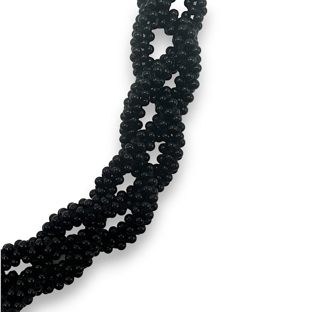 Braided black onyx twisted necklace expertly crafted by hand in Italy. 