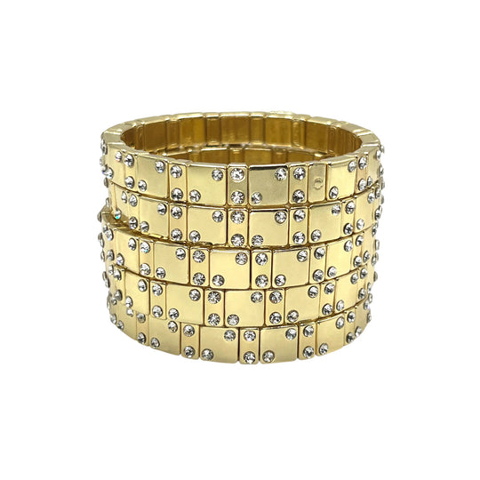 Gold Chanceux Tile Bracelet with Mini Crystals - Coralina