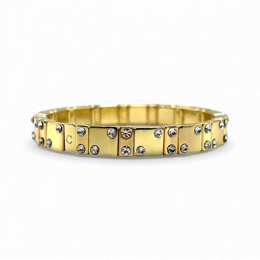 Gold Chanceux Tile Bracelet with Mini Crystals - Coralina