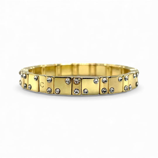Gold Chanceux Tile Bracelet with Mini Crystals - Coralina
