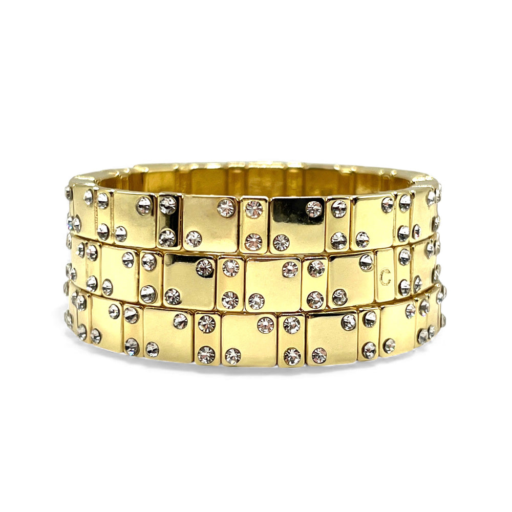 Gold Chanceux Tile Bracelet with Mini Crystals - Coralina