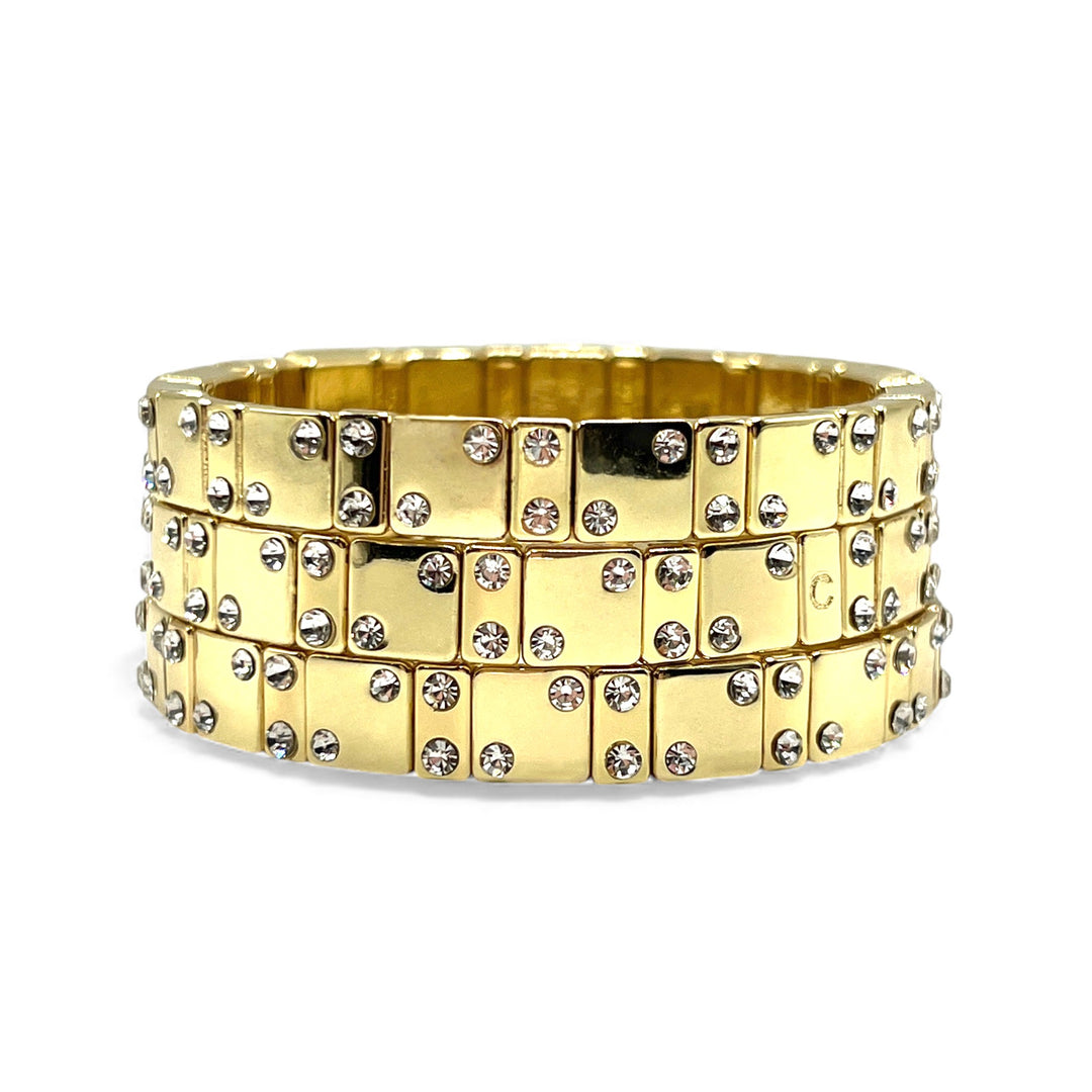 Gold Chanceux Tile Bracelet with Mini Crystals - Coralina