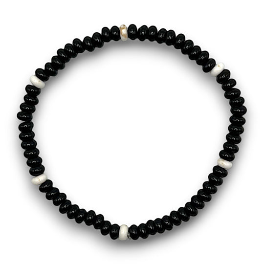 The Madeira Onyx and White Turquoise Bracelet - Coralina