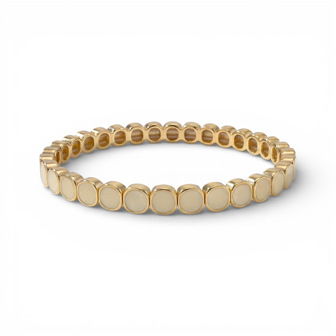 Mini Gold and Cream Palm Beach Bracelet - Coralina
