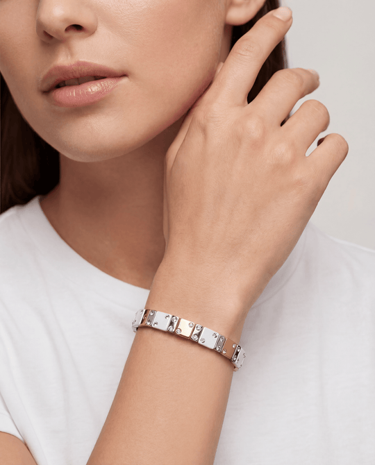 Mixed Metal Chanceux Tile Bracelet with Mini Crystals - Coralina