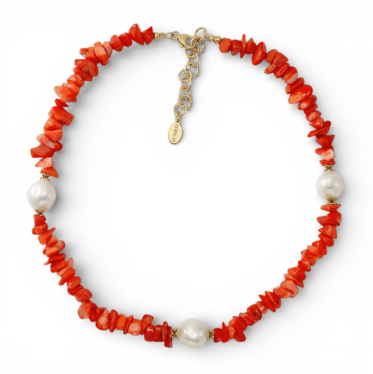 The Coralina Coral and Pearl Necklace - Coralina