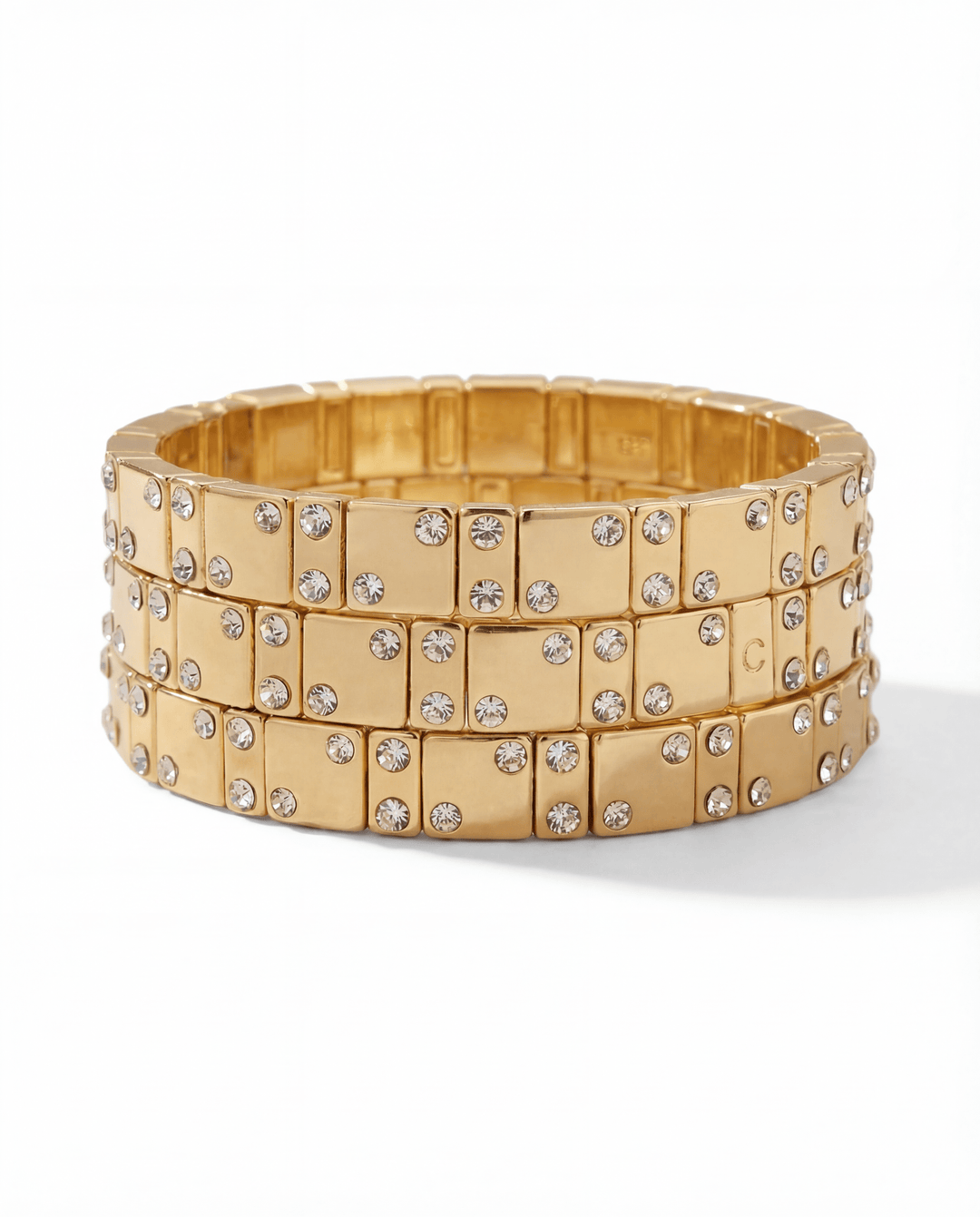 Gold Chanceux Tile Bracelet with Mini Crystals - Coralina