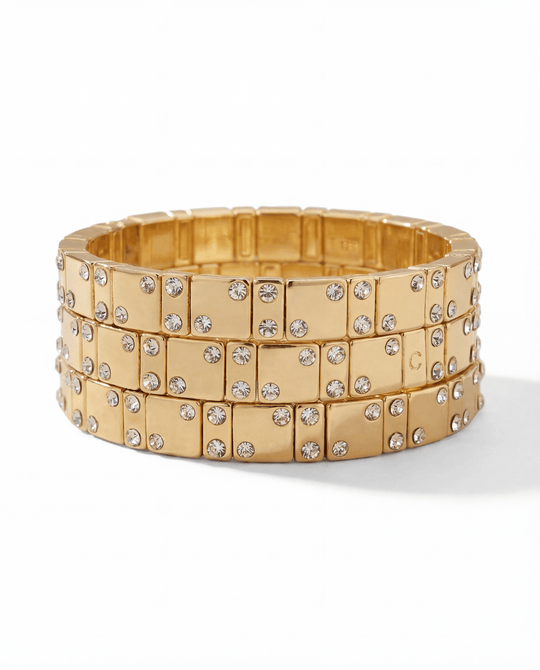 Gold Chanceux Tile Bracelet with Mini Crystals - Coralina